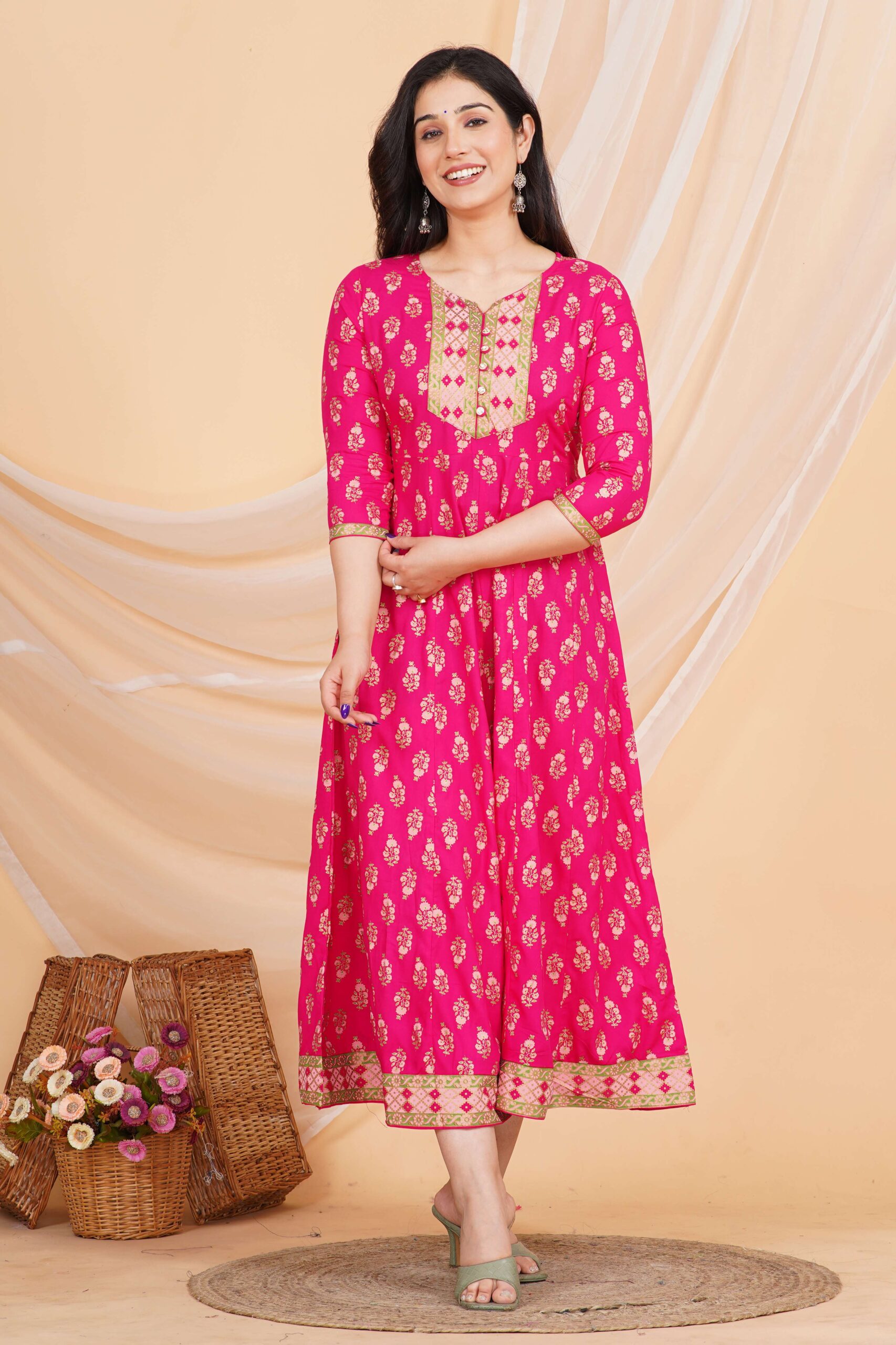 Women's Rayon Printed Anarkali Short Kurti Gown - Image 3